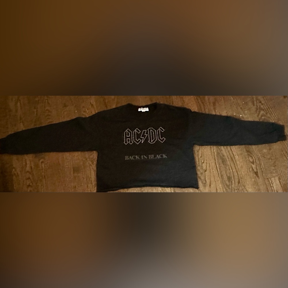 AC/DC Women’s Cropped Black Sweatshirt By Suburban Riot